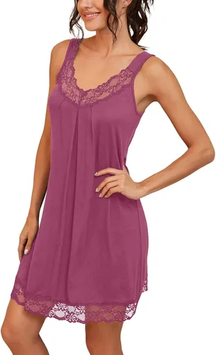 Miniatura 3 de PrinStory Camisón suelto de encaje para mujer, ropa de dormir de algodón
