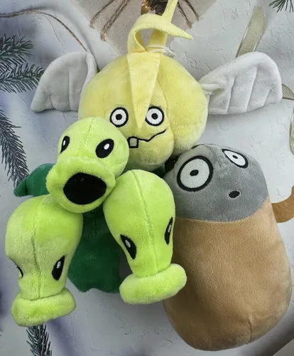 Miniatura 5 de JHESAO Juego de 3 piezas de plantas y zombis de tres piezas de plantas de zombies de felpa, imitación de PVZ de peluche 1 2 muñeco de ajo suave