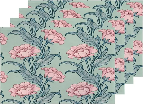 Miniatura 18 de Shrahala Hermosos manteles individuales de flores de rosas, hermosas flores, elegantes manteles de lino de arpillera lavable, aislamiento térmico