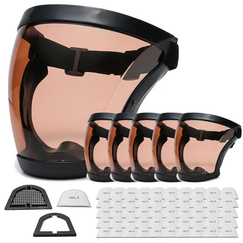 Miniatura 11 de Anti-niebla de cara completa Escudos activos Protección expresión visible transparente transpirable cómodo adultos reutilizable (negro, 5PCS)