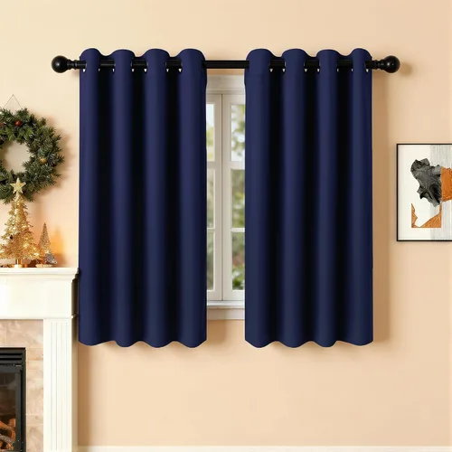 Miniatura 101 de Cortinas de oscurecimiento de habitación de 45 pulgadas de largo para dormitorio y sala de estar, cortinas térmicas aislantes con ojales