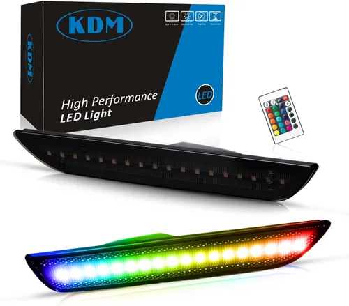 Miniatura 8 de KDM Reflectores LED de marcador lateral para guardabarros, luces de doble fila, compatible con Ford Mustang 2015-2022, ensamblaje de lámpara