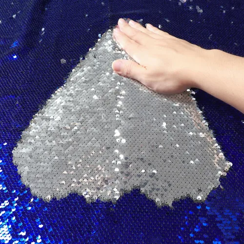 Miniatura 37 de DUOBAO Tela de Lentejuelas Reversibles con Efecto Flip - 0.5 Yarda de Lentejuelas de Sirena de Morado a Dorado, Material de Costura Brillante DIY