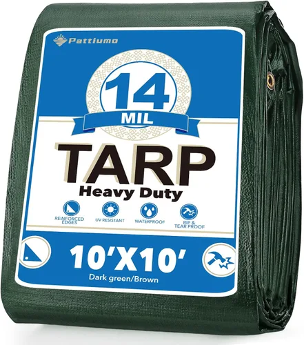 Miniatura 22 de Pattiumo Lona impermeable de 8 x 10 pies y 14 mil de lona resistente multiusos, cubierta protectora impermeable, resistente a los rayos UV, todo