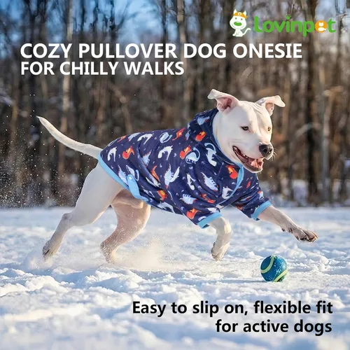Miniatura 3 de LovinPet Sudadera con capucha para perros grandes, ropa de invierno ligera de franela para perro, tela agradable a la piel, con estampado