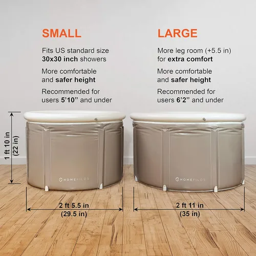 Miniatura 7 de Bañera portátil (grande) de Homefilos, baño de hielo y sumersión fría para atletas, bañera japonesa inflable de tamaño adulto para regadera
