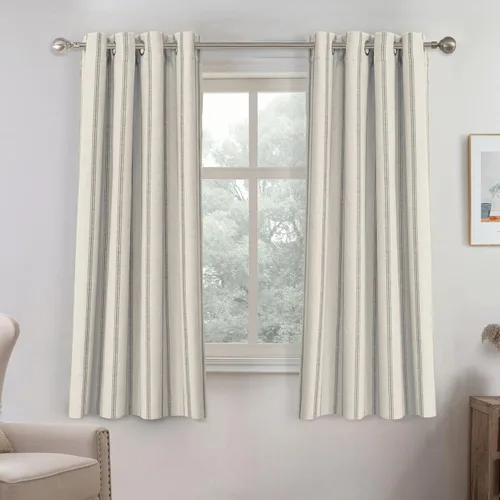 Miniatura 49 de DriftAway - Cortinas de Lino Mezcla de Granja 100% Opacas de 84 Pulgadas de Largo para Dormitorio, Cortinas Verticales Rayadas Impresas de Lino