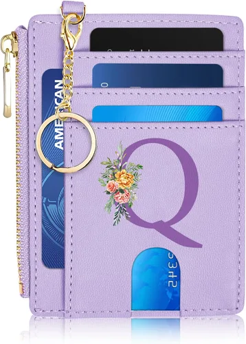 Miniatura 44 de Tarjetero para mujer minimalista y delgado con bolsillo frontal, bloqueo RFID, cartera compacta con ventana para identificación y bolsillo
