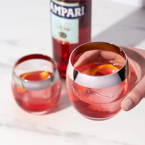 Miniatura 5 de Viski Irving - Juego de 2 vasos de cristal de cristal transparente de alta calidad con borde dorado, cristalería de cóctel con borde dorado