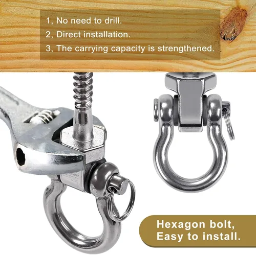 Miniatura 3 de BeneLabel Ganchos de columpio resistentes con rodamientos, juego de 2 soportes de tornillo de acero inoxidable 304 para sillas colgantes, columpios