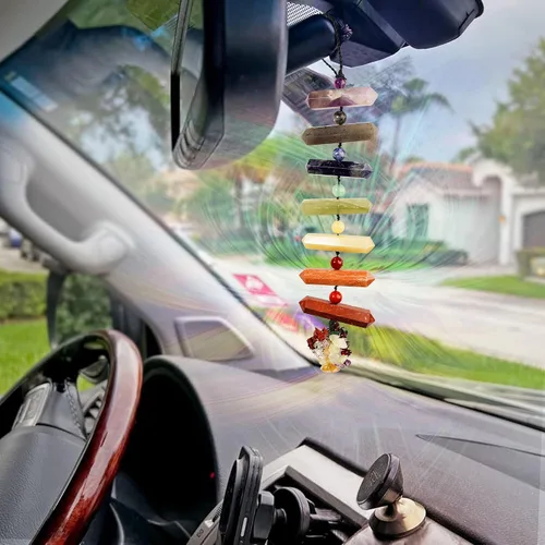 Miniatura 4 de Adornos colgantes de cristal de 7 chakras, piedra de cristal para automóvil, ventana, decoración colgante de pared, decoración hecha a mano