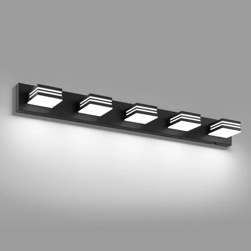 Miniatura 16 de Moderna lámpara LED para tocador de baño (3 luces, 24 pulgadas) (5CCT, regulable), negro mate moderno para pared de baño