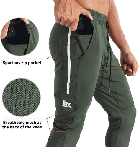 Miniatura 30 de BROKIG Pantalones deportivos ligeros para hombre, elásticos, de secado rápido, con bolsillos con cremallera