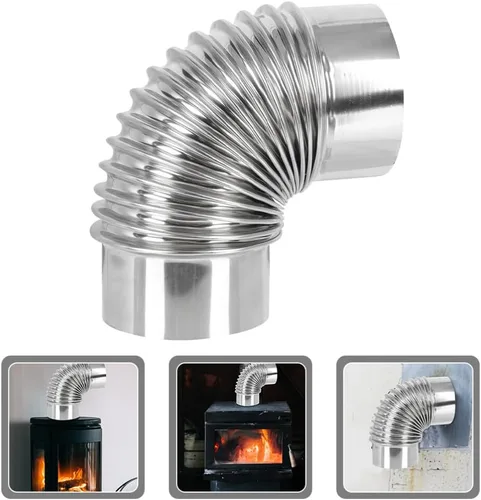 Miniatura 8 de ARTIBETTER Tubo de estufa de leña, estufa de calefacción de 2.8 in, codo de chimenea de escape, accesorios para estufa de campamento, mangueras