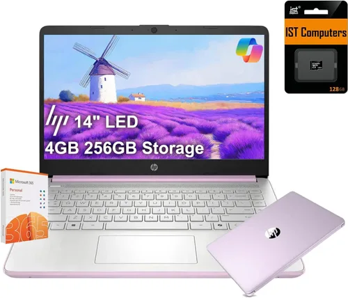 HP 14 Laptop ultraligera para estudiantes y hogar (14" LED, Office 365 de 1 año, Intel 4-Core N150 (>N4120), 4GB RAM, 256GB de almacenamiento
