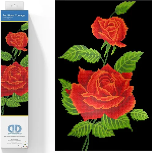 DIAMOND DOTZ Kits de pintura de diamantes de ramillete de rosas rojas para adultos, kits de arte de diamantes, un kit de manualidades creativo