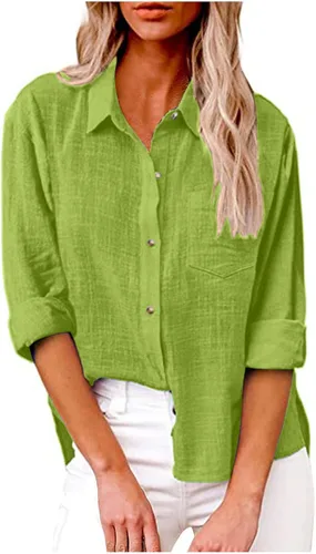 Miniatura 148 de SMIDOW Camisa de algodón y lino con botones para mujer
