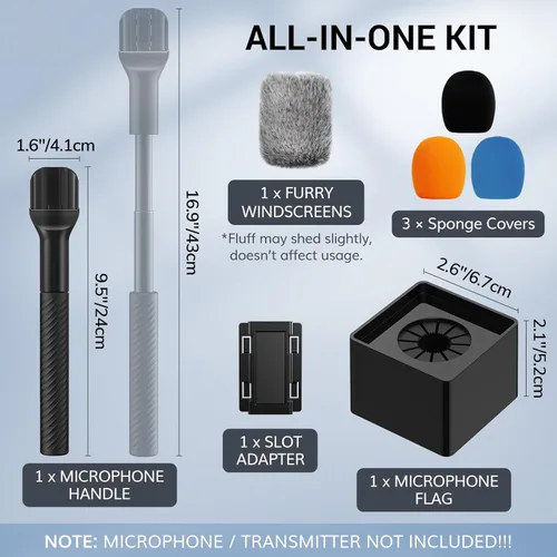 Miniatura 4 de TONOR Mango de micrófono inalámbrico compatible con DJI, RODE, Hollyland, soporte de micrófono de longitud ajustable para todos los micrófonos