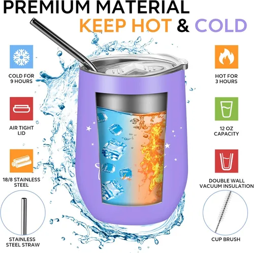 Miniatura 3 de Sieral Regalo de agradecimiento para mujeres, vaso de acero inoxidable de 12 onzas, llavero de agradecimiento y bolsa de maquillaje de lona, regalos