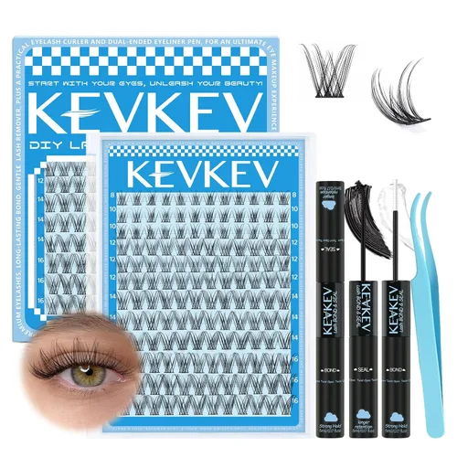 Miniatura 18 de KEVKEV Racimos de pestañas 144 unidades, racimos de pestañas naturales tenues, extensión de pestañas de banda fina y suave, mezcla de longitudes
