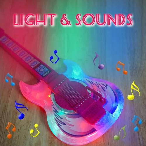 Miniatura 7 de Juego de guitarra y micrófono para niñas, máquina de karaoke con música y luz, juguetes de micrófono con soporte, juguetes de guitarra de altura