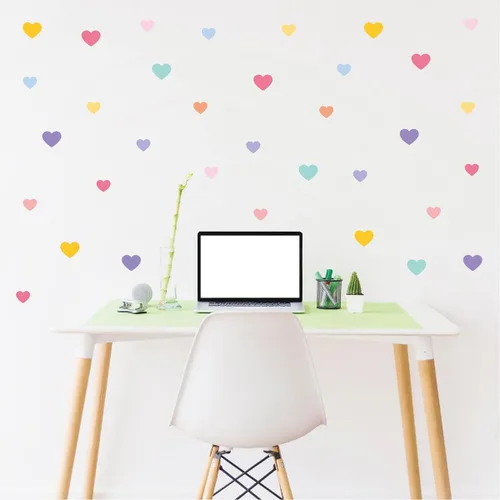 Miniatura 6 de 110 calcomanías de pared de corazón pastel suaves, 10 hojas de vinilo impermeable para despegar y pegar en 2 tamaños, decoración estética pastel