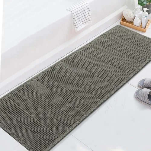 Miniatura 11 de H.VERSAILTEX Alfombra de baño de goma eva súper absorbente, alfombras de baño antideslizantes para piso de baño, alfombras de baño lavables a Crema