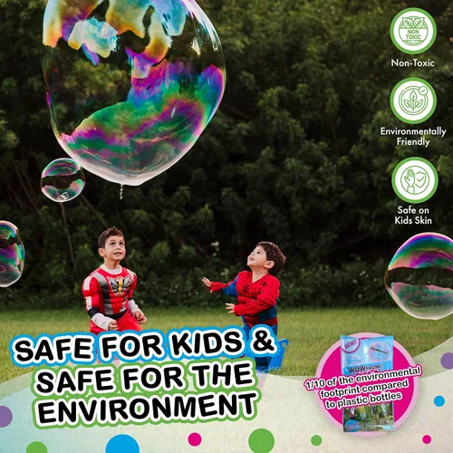 Miniatura 4 de WOWMAZING Recambio de burbujas grandes – Solución concentrada de burbujas gigantes hace 4 galones 5 bolsas para la diversión de los niños
