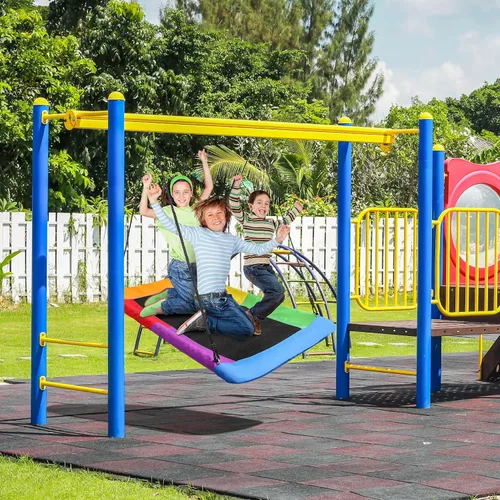 Miniatura 2 de Sorbus Columpio de platillo de 60 pulgadas para niños, plataforma grande de 700 libras, cuerda ajustable y asiento duradero, red de trampolín