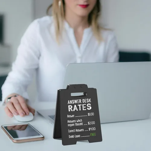 Miniatura 4 de Letrero divertido para escritorio de oficina, placa de humor con texto en inglés "Responder Desk Rates", regalo sarcástico divertido para compañeros