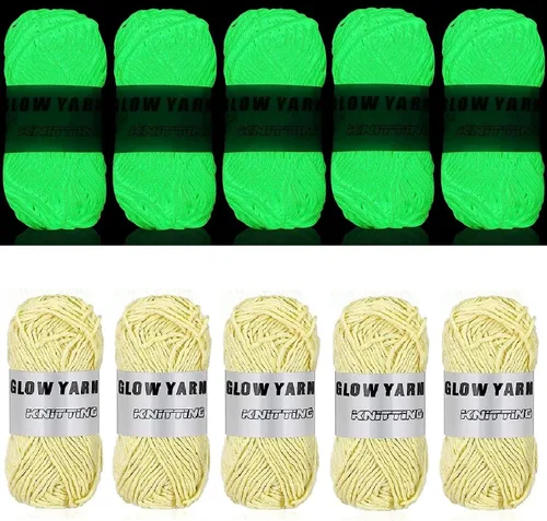 Miniatura 11 de 5 rollos de hilo que brillan en la oscuridad, 55 yardas de hilo de ganchillo luminoso para tejer, suministros de costura para tejer manualidades Gris