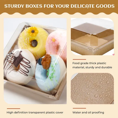 Miniatura 5 de NPLUX Cajas pequeñas de embutidos con tapas transparentes, cajas cuadradas de postre para llevar, contenedores de alimentos desechables