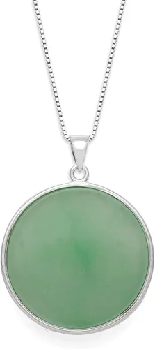 Miniatura 3 de Collar de Buda de jade verde natural de plata de ley, 18.0in