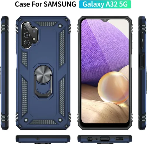 Miniatura 3 de Funda para Samsung Galaxy A32 5G con protector de pantalla, grado militar, probada contra caídas de 16 pies, color azul