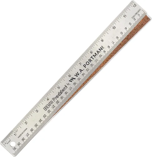 Regla de metal de 12 pulgadas de Breman Precision con respaldo de corcho – Regla de borde recto de acero inoxidable, flexible, antideslizante, con
