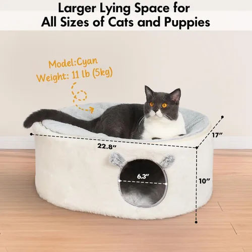 Miniatura 4 de Zoratoo Hamaca elevada para gatos de interior, cama mullida y cálida para gatos con funda de cama desmontable, cama portátil para mascotas elevada
