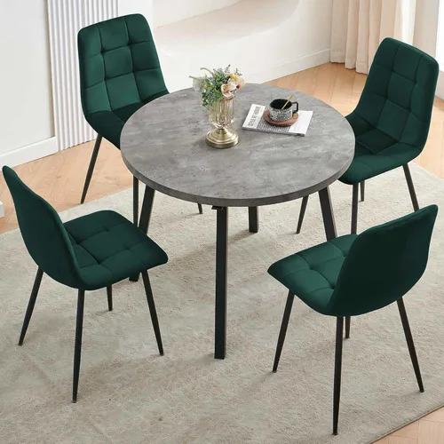 Miniatura 18 de Homedot Juego de mesa de comedor para 2, mesa de cocina de 3 piezas, juego de sillas de comedor redondas y negras para espacios pequeños, juego