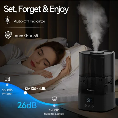 Miniatura 5 de ROSEKM Humidificadores automáticos para dormitorio, habitación grande, humidificador de niebla fría de 4.5 L para el hogar y la planta