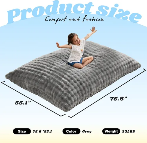 Miniatura 3 de Hobestluk Silla Puf 3 en 1, Sillas Puf Gigantes para Adultos con Cubierta de Burbujas, Cojín de Suelo Convertible con Cubierta Lavable a Máquina