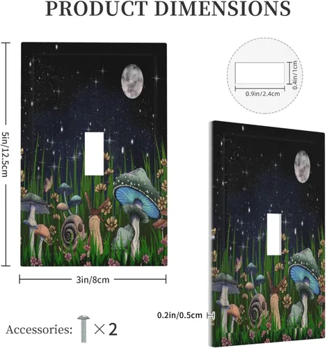 Miniatura 5 de Placa de pared de 1 cuadrilla de hongos, plantas, hojas, placa de pared de palanca única, caracoles, luna, dispositivo eléctrico, cubierta de Plato