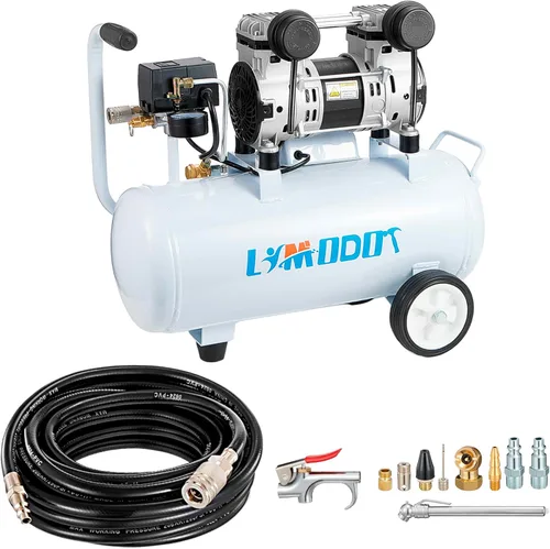 Compresor de aire silencioso, solo 68dB, tanque de acero de 5 galones, 2.8CFM a 90PSI, sin aceite, compresor de aire eléctrico perfecto para
