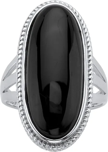 PalmBeach - Anillo de plata de ley con forma ovalada de ónix negro natural con vástago spllit tallas 6-12