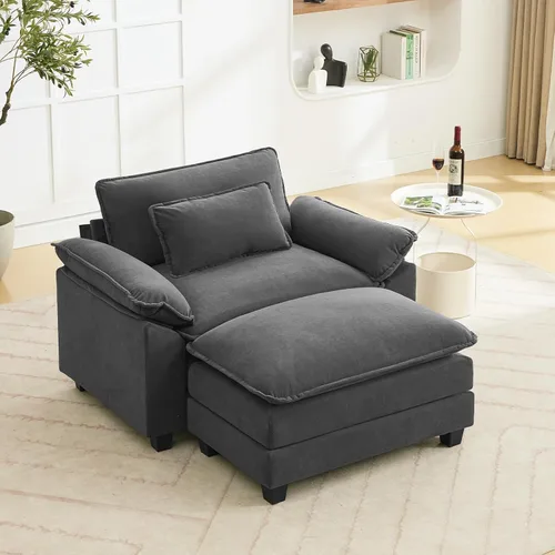 Miniatura 42 de Oprisen Sofá Seccional Modular, Cómodo Cloud Couch Sofá Seccional, Sofá Cama de Chenilla con Asiento Profundo con Almohadas Decorativas para Sala