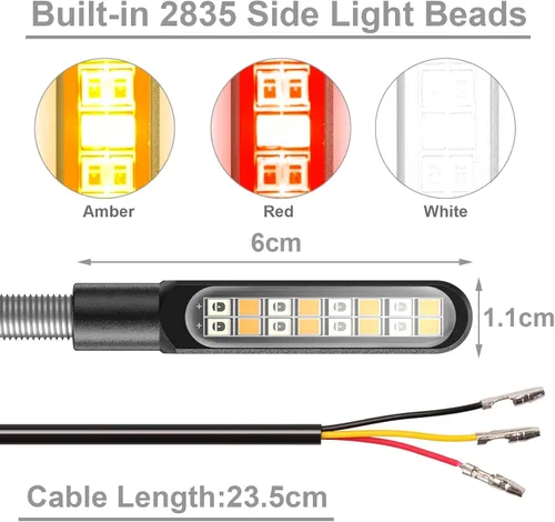 Miniatura 5 de Kinstecks 4 indicadores de motocicleta luces intermitentes intermitentes de giro para motocicleta luces de marcha diurna luces de freno 12V 16LED