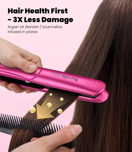 Miniatura 4 de Terviiix Plancha De Cabello Profesional, Plancha Plana De Cerámica De 1 Pulgada, Placas Sin Enganche, 3 Veces Menos Daño, Calentamiento Rápido De