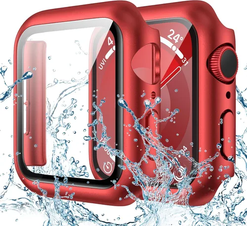 Miniatura 20 de Goton - Funda impermeable para Apple Watch 38 mm Series 3 2 1, protector de pantalla de vidrio templado, protección completa de policarbonato duro
