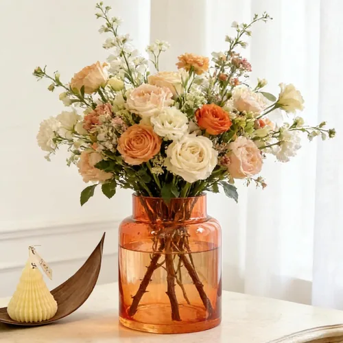 Miniatura 13 de BLOFLO - Jarrón de vidrio transparente, florero grande de vidrio de 7 pulgadas para flores, jarrones modernos de vidrio grueso para centros de mesa
