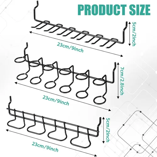 Miniatura 2 de Coume 6 Piezas Soportes para Destornilladores de Tablero Perforado Organizador Soportes para Alicates de Tablero Perforado Acero Inoxidable Ganchos