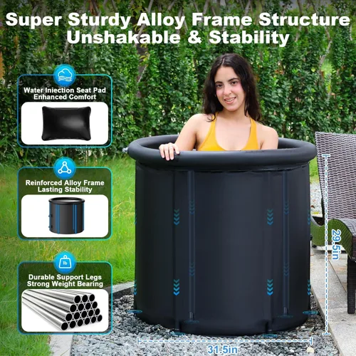 Miniatura 4 de 100 Gal Ice Pod Cold Plunge Tub, Portable Round Ice Bath Tub for Cold Plunge Chiller, Easy Setup, Includes Cover & Carry Bag, for Recovery & Cold