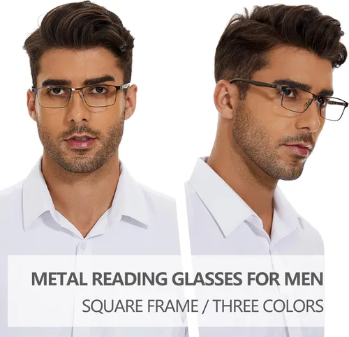 Miniatura 2 de NaNaKo 3 Pack Reading Glasses for Men, Lightweight Blue Light Blocking Metal Frame Mens Readers